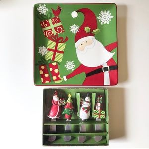 New Macy's Ceramic Holiday Dish & Spreading Knives